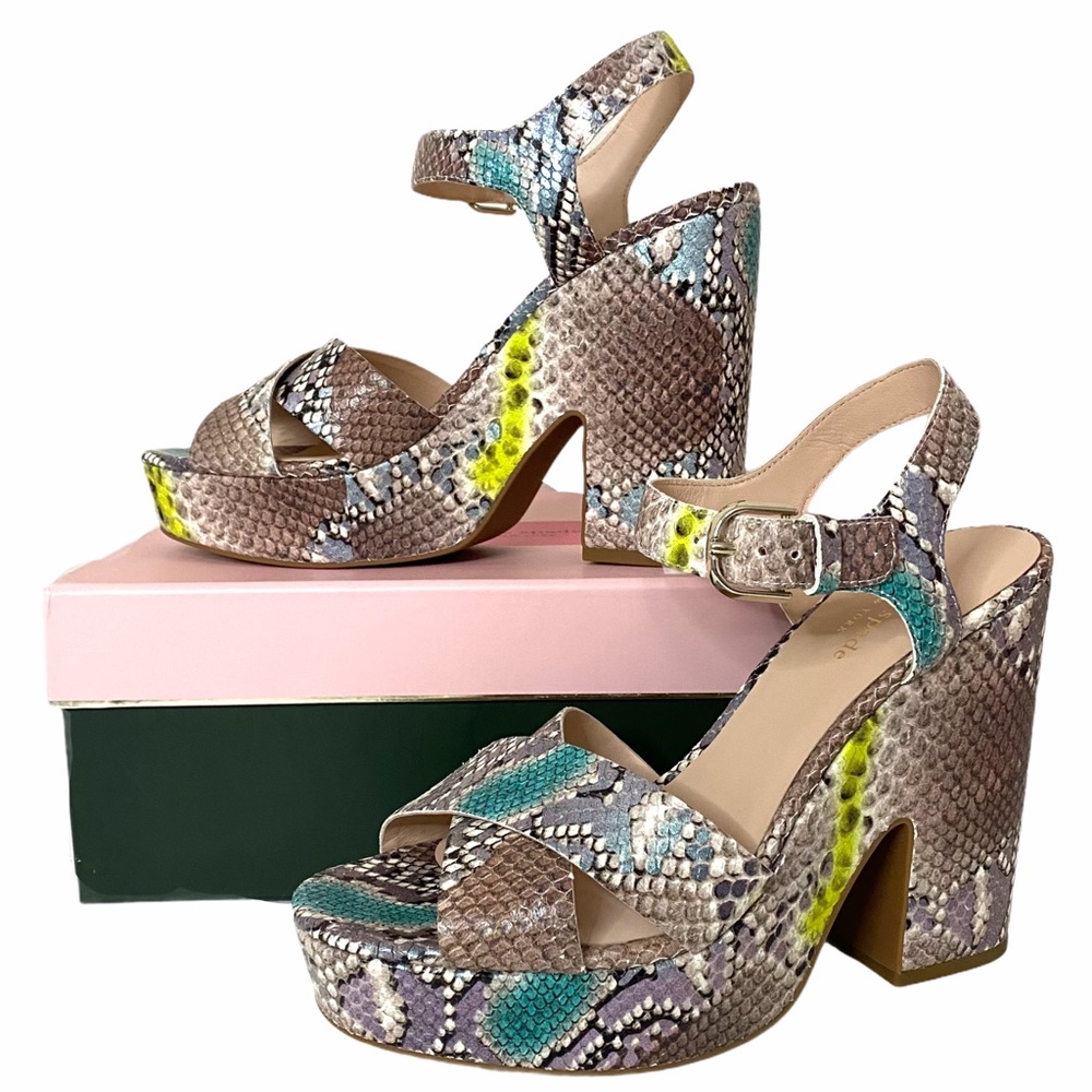 kate spade Multicolor Snake-Print Platform Sandals - Picture 9 of 14